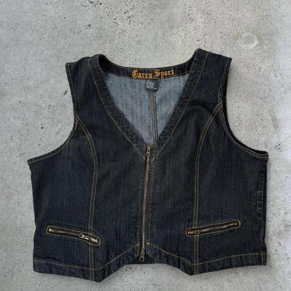 Y2k dark wash denim vest // plus size - Picture 5 of 5